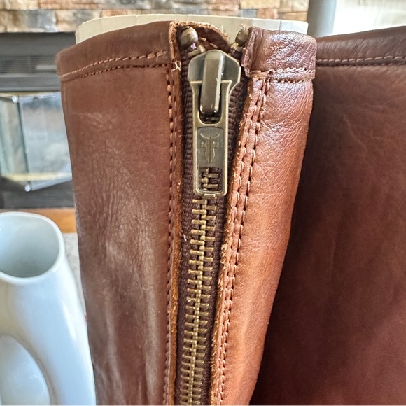 Frye Phillip Harness Knee High Leather Boots Sz 9 Brown w/Studs Back Zipper - Picture 7 of 10